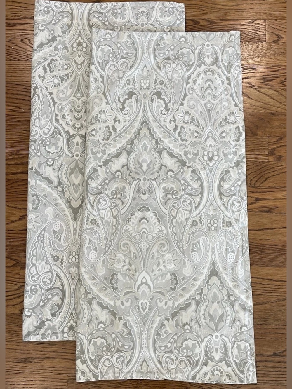 S/2 Pottery Barn MacKenna Paisley Euro Neutral Square Shams Gray Pillow Covers